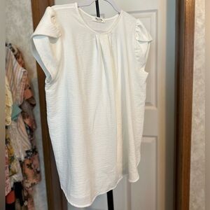 You and Me White Cap Sleeve Blouse L